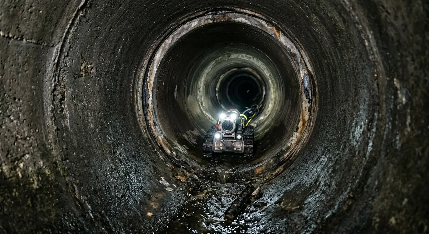 Robotic sewer camera inspecting pipe interior for Drain Snake Service in Ridgecrest